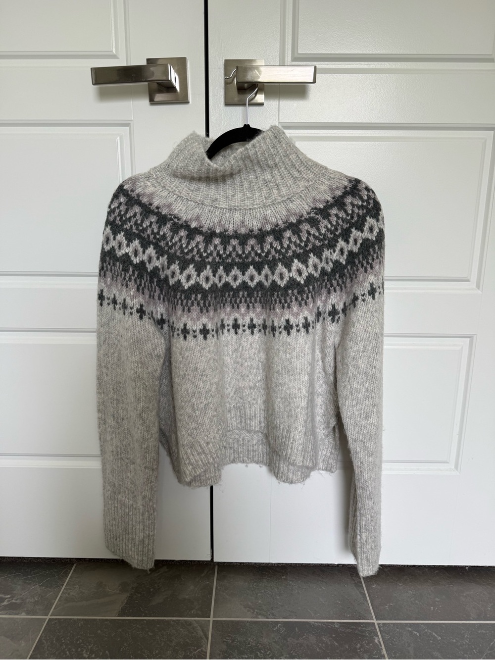 Abercrombie & Fitch Gray Nordic Yoke Turtleneck Sweater
